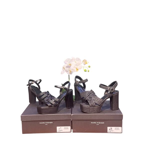2 pairs of  Marc Fisher heeled sandals selling as a set size 6.5 new with box - Picture 2 of 7